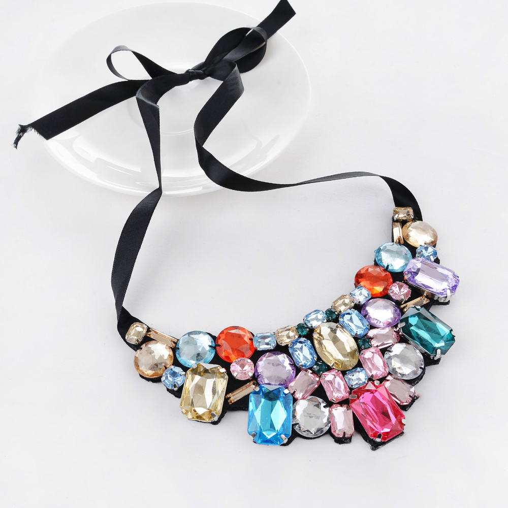 colorful necklace with black lace